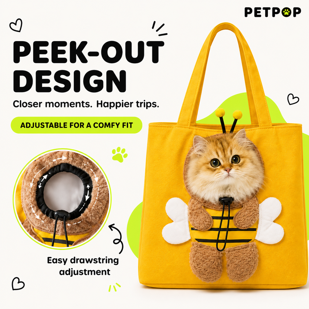 PetPop Peek-Out Pet Tote Bag – Bee, Bunny & Dino