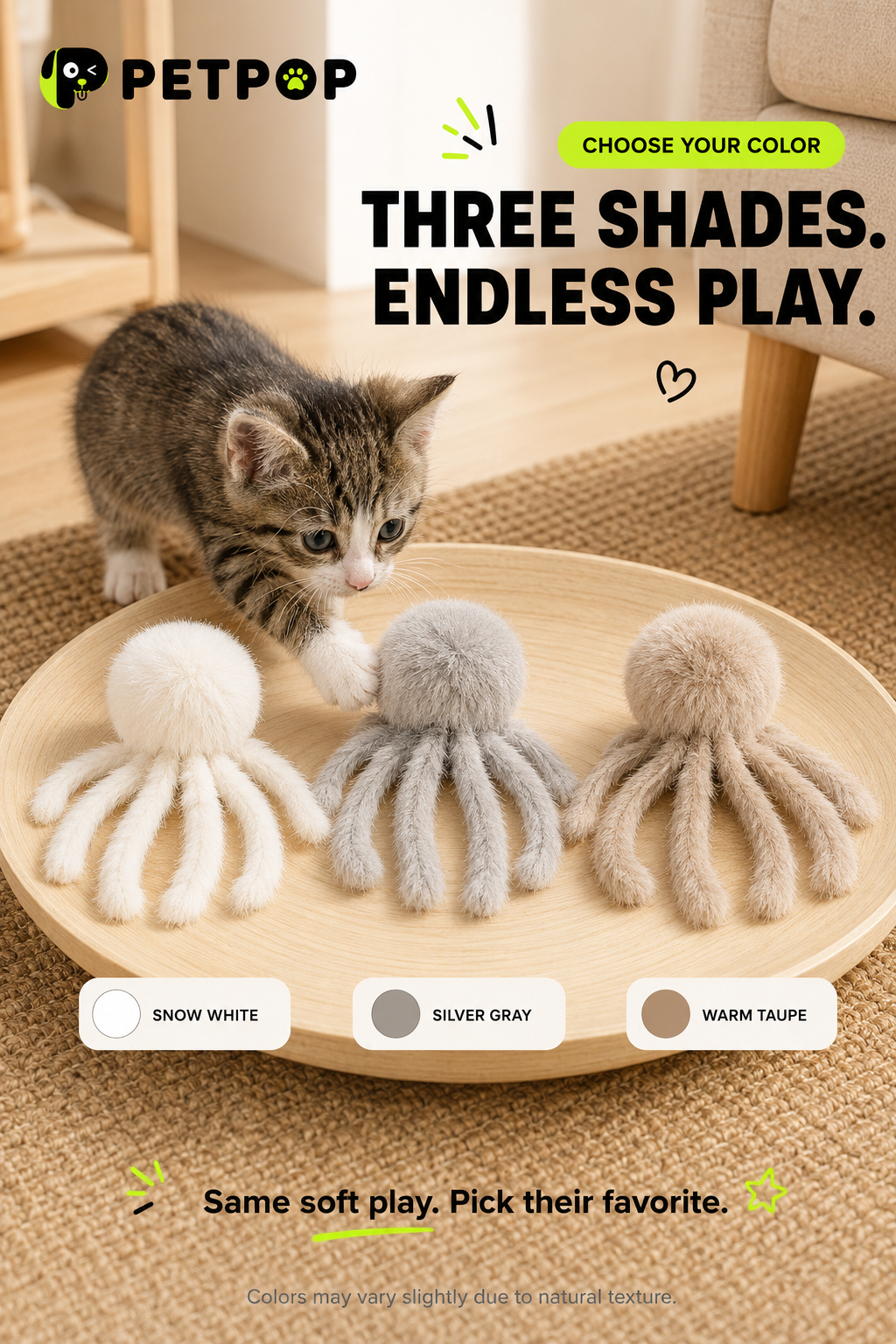 Fluffy Octopus Interactive Cat Toy – 8 Soft Tentacles
