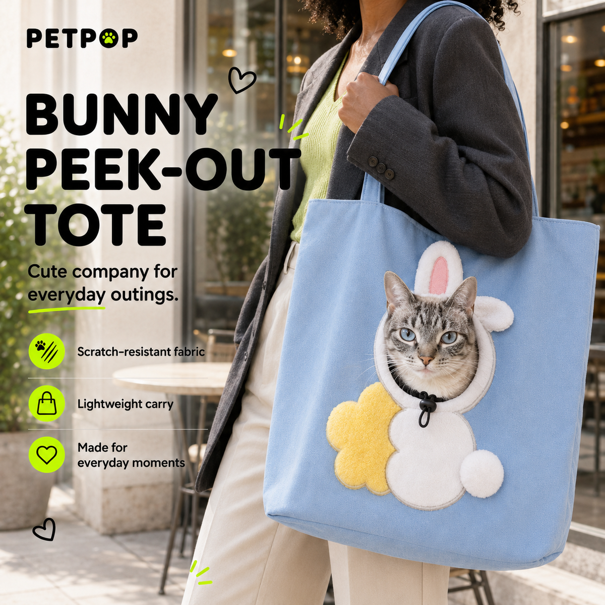 PetPop Peek-Out Pet Tote Bag – Bee, Bunny & Dino