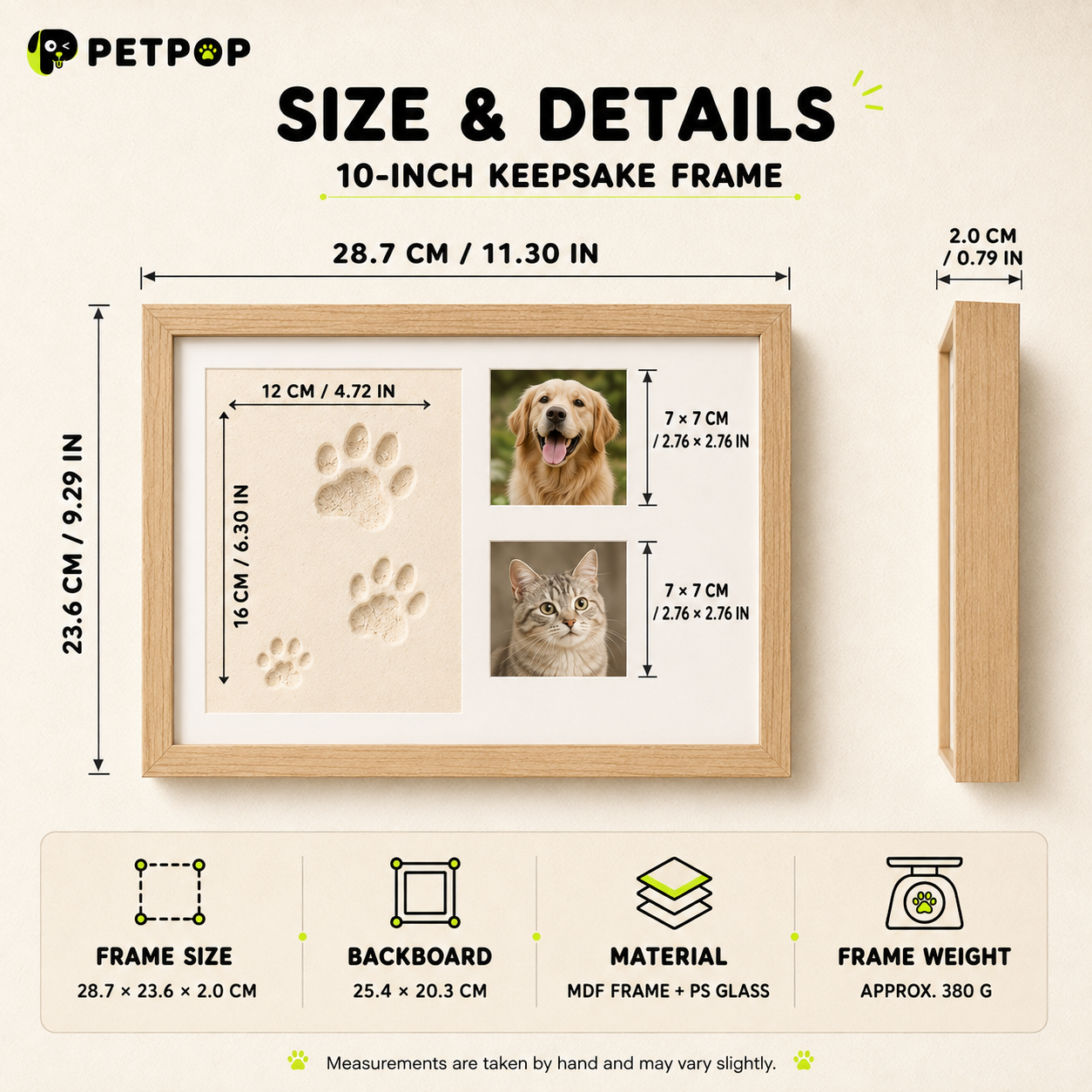 10-Inch Pet Paw Print Keepsake Photo Frame Kit