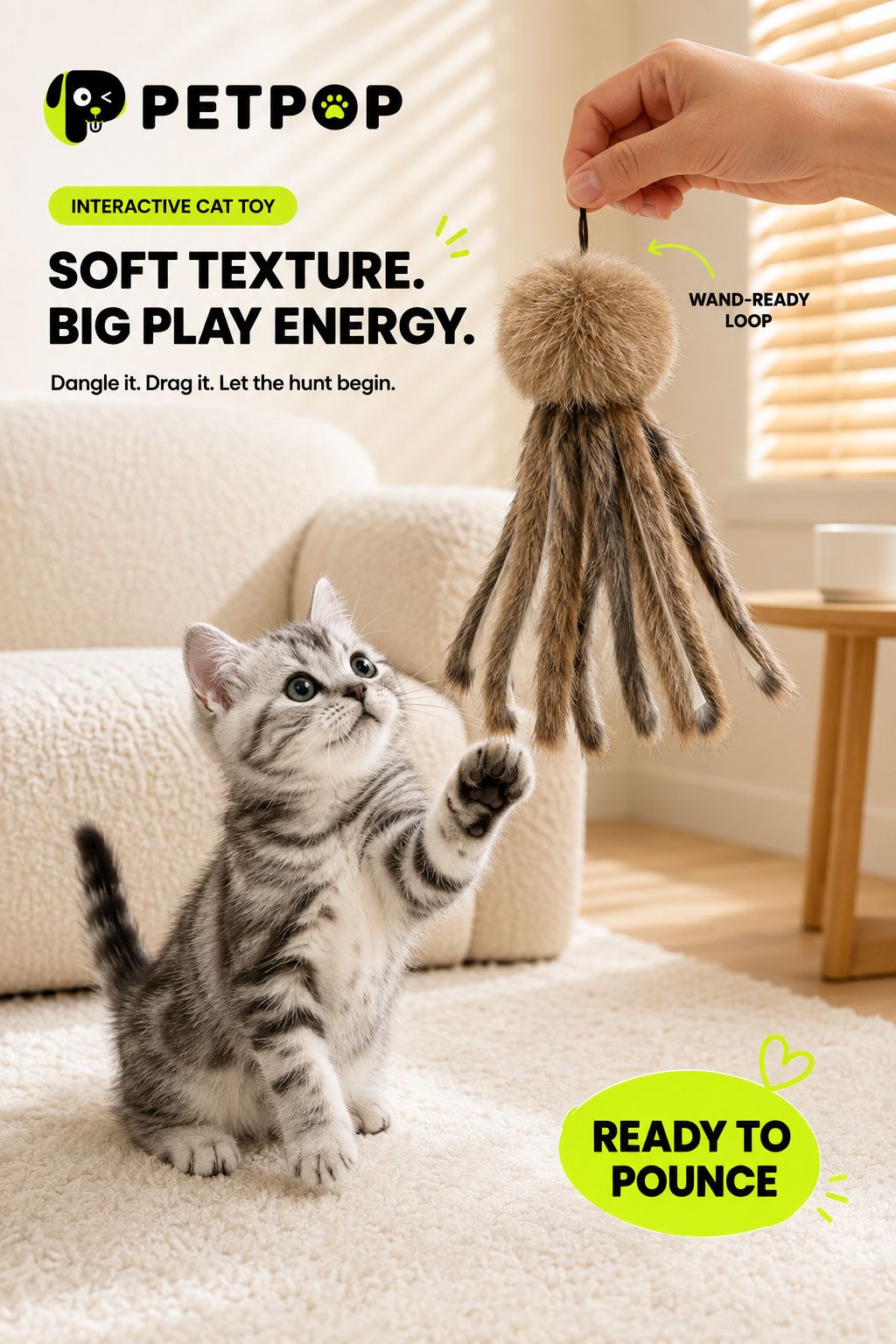 Fluffy Octopus Interactive Cat Toy – 8 Soft Tentacles