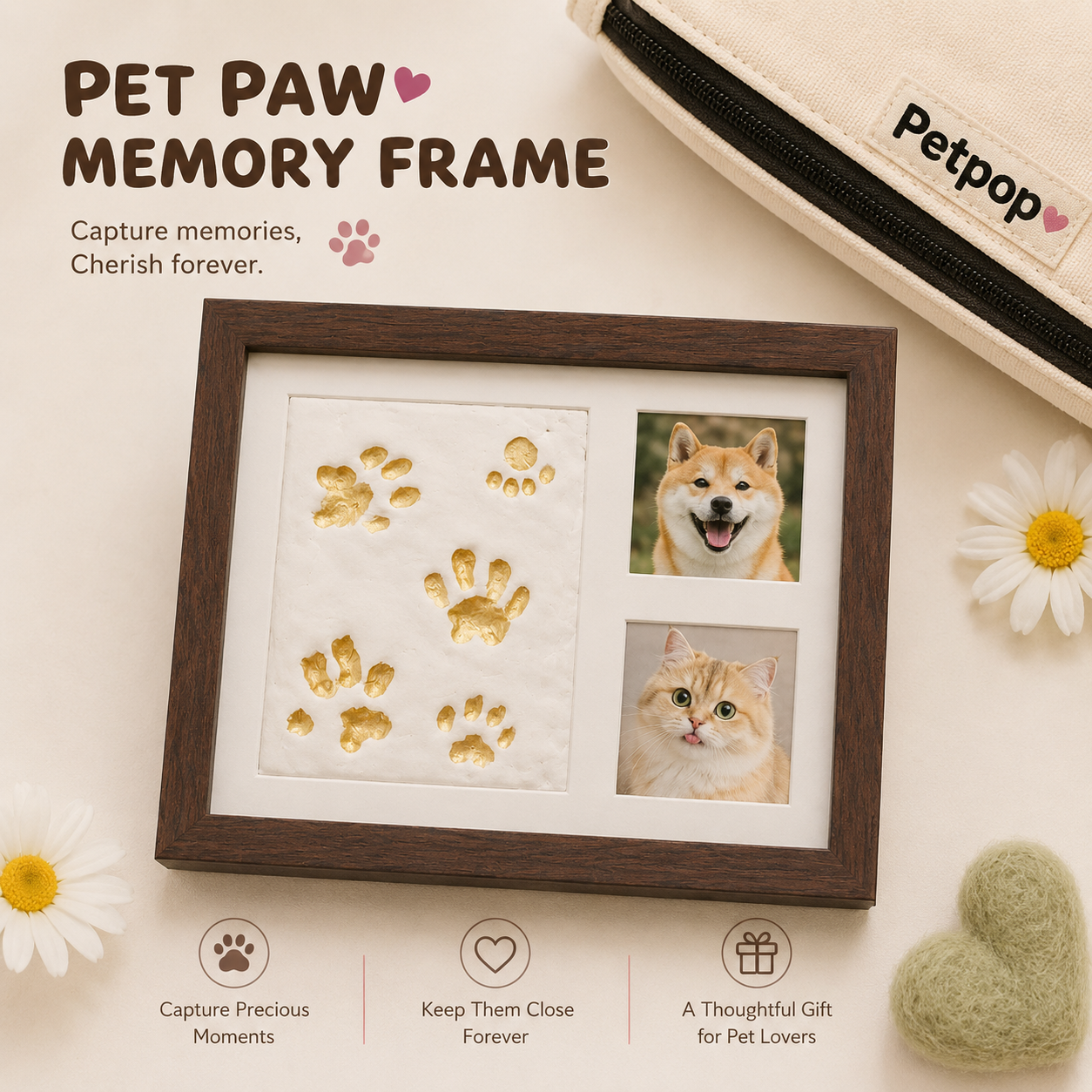 10-Inch Pet Paw Print Keepsake Photo Frame Kit