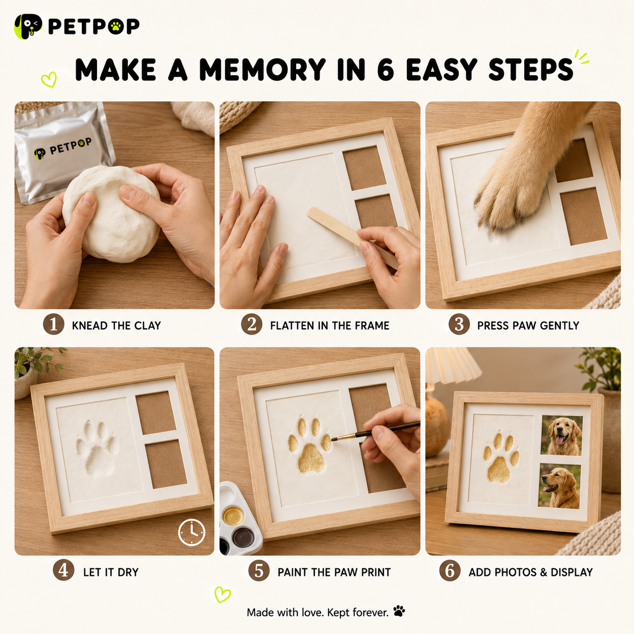 10-Inch Pet Paw Print Keepsake Photo Frame Kit