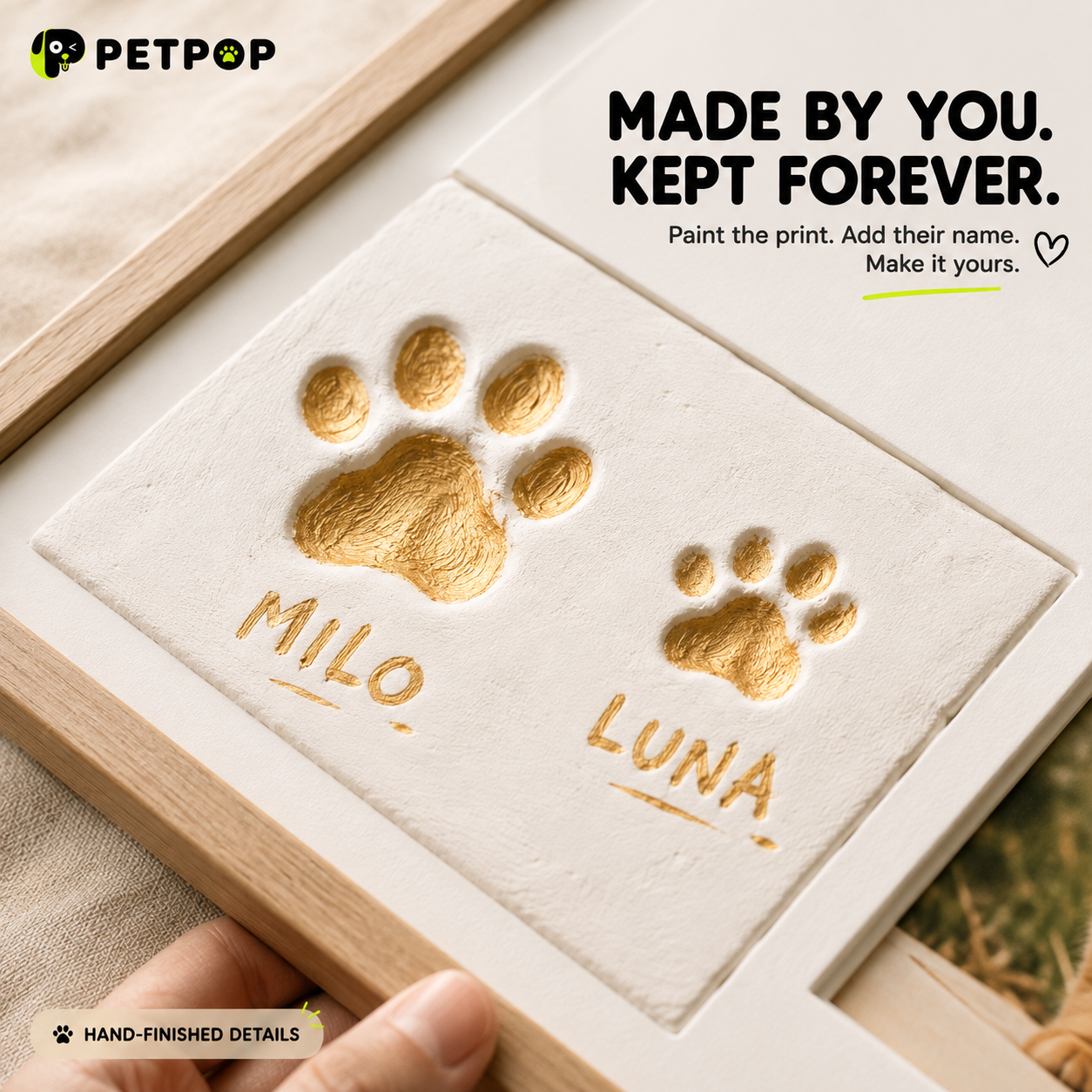 10-Inch Pet Paw Print Keepsake Photo Frame Kit