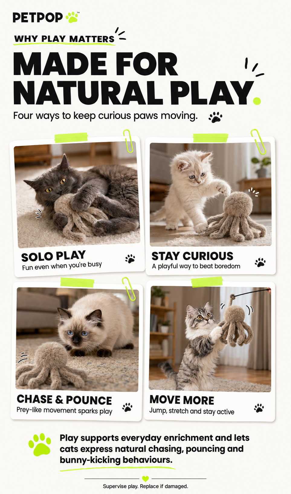 Fluffy Octopus Interactive Cat Toy – 8 Soft Tentacles