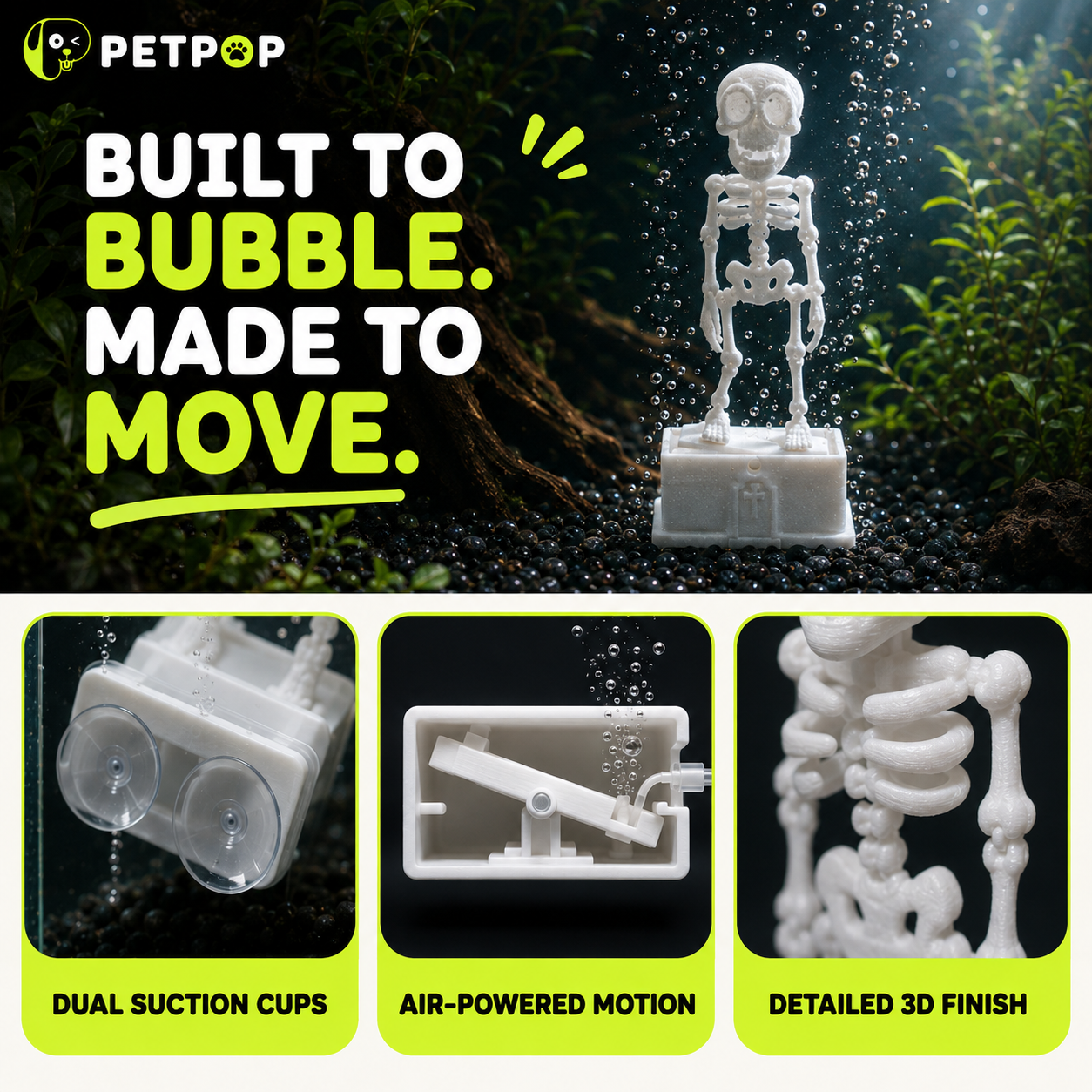 Dancing Skeleton Aquarium Air Bubble Ornament