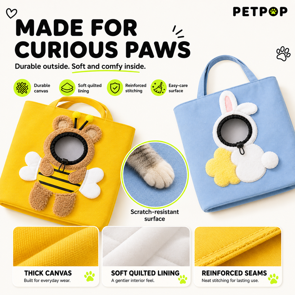 PetPop Peek-Out Pet Tote Bag – Bee, Bunny & Dino